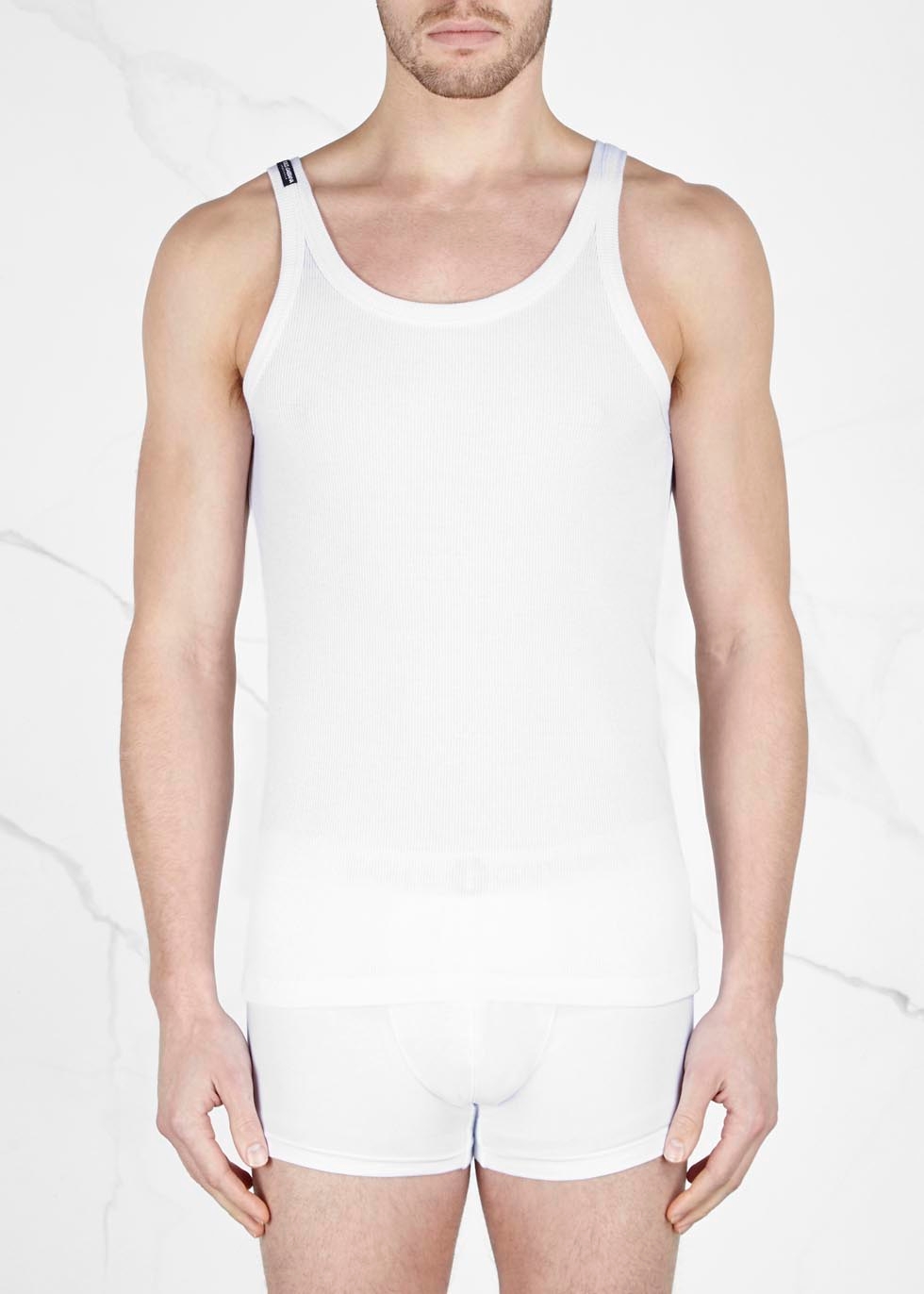 White Dolce /& Gabbana Sicily Rib Mens Vest Top