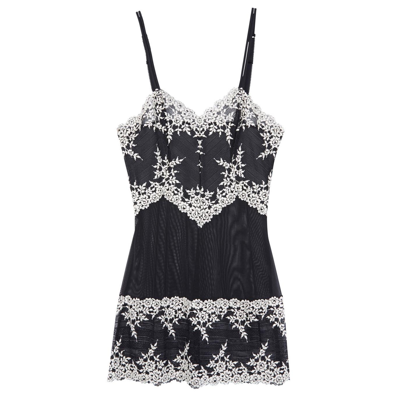 Wacoal Embrace Black Embroidered Tulle Chemise - XL