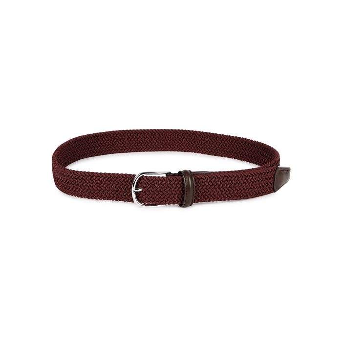 ANDERSON'S LEATHER-TRIMMED WOVEN BELT