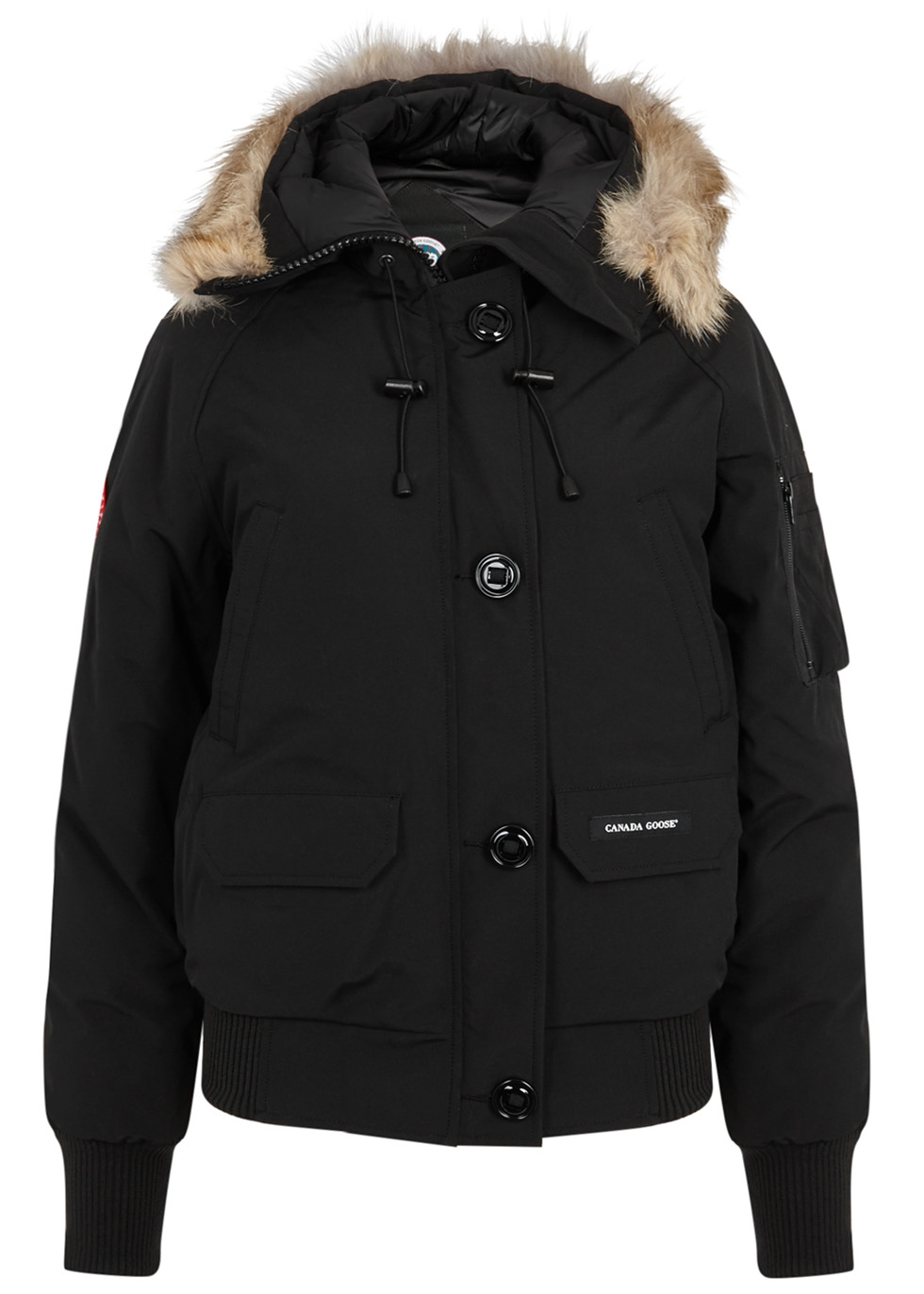 Canada Goose Chilliwack black fur-trimmed Arctic-Tech jacket - Harvey ...