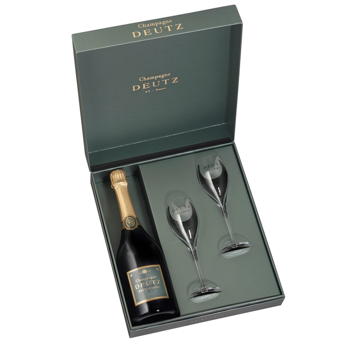Deutz Brut Classic Champagne NV & Flutes Gift Set