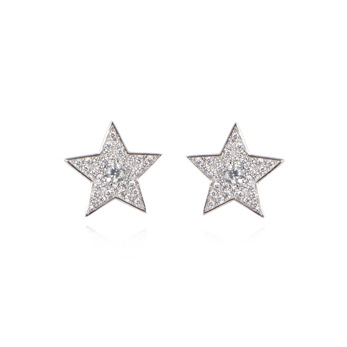 APPLES & FIGS STERLING SILVER LUCKY STAR STUDS,2563554
