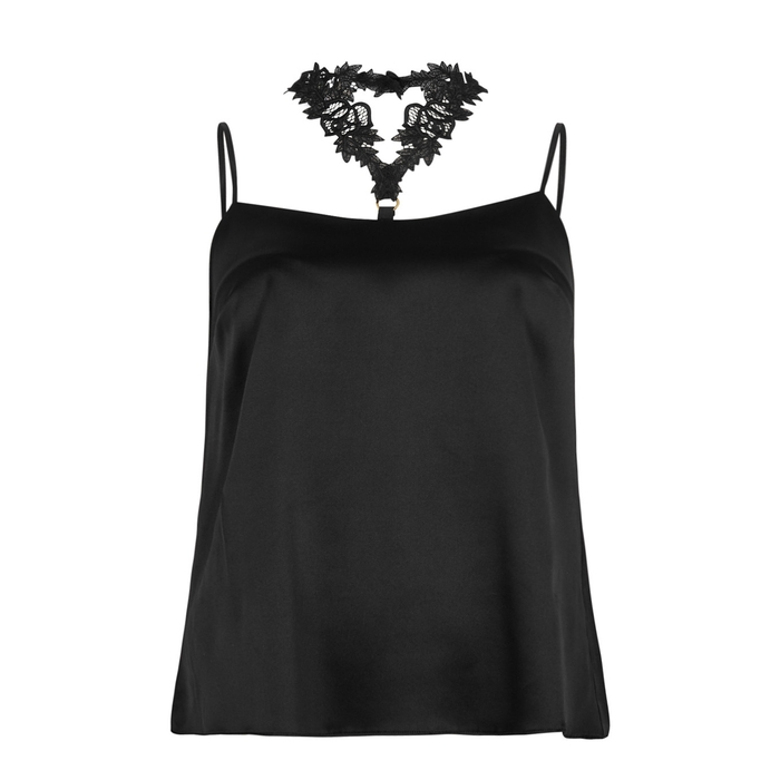 Fleur Of England NOCTURNAL LACE-TRIMMED SATIN CAMISOLE