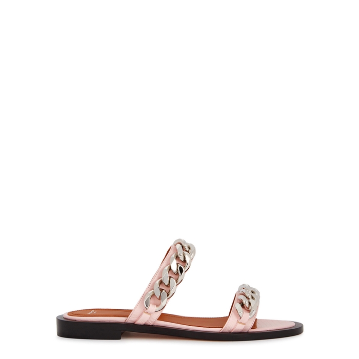 GIVENCHY CHAIN-EMBELLISHED LEATHER SANDALS