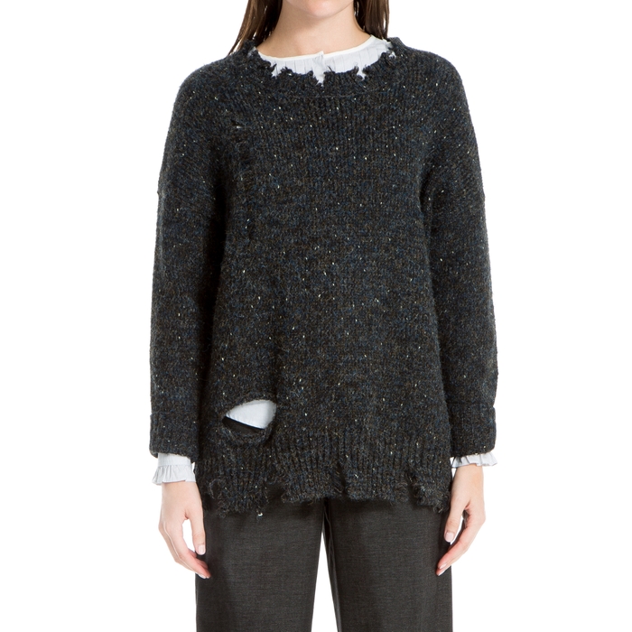 Leon Max TATTERED KNIT PULLOVER