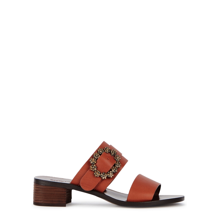 SEE BY CHLOÉ SEE BY CHLOÉ ROSIE CRYSTAL-EMBELLISHED LEATHER SANDALS
