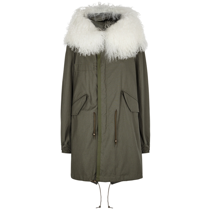 MR & MRS ITALY OLIVE SHEARLING-TRIMMED COTTON PARKA