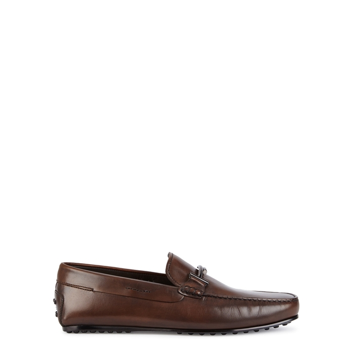 TOD'S CITY GOMMINO BROWN LEATHER LOAFERS