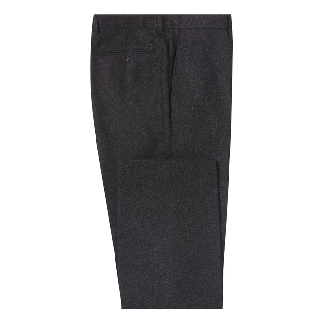 CHESTER BARRIE CHARCOAL WEST-OF-ENGLAND FLANNEL TROUSERS