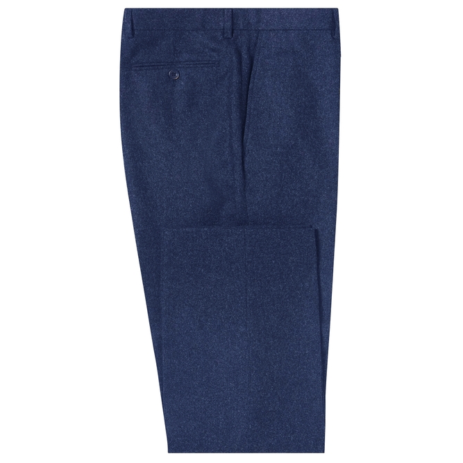 CHESTER BARRIE BLUE WEST-OF-ENGLAND FLANNEL TROUSERS