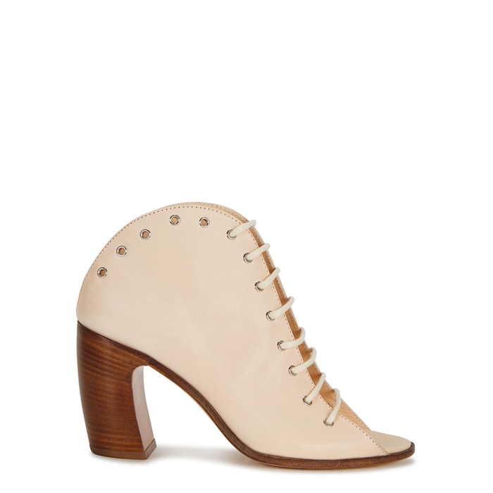 ANN DEMEULEMEESTER BLUSH LEATHER ANKLE BOOTS