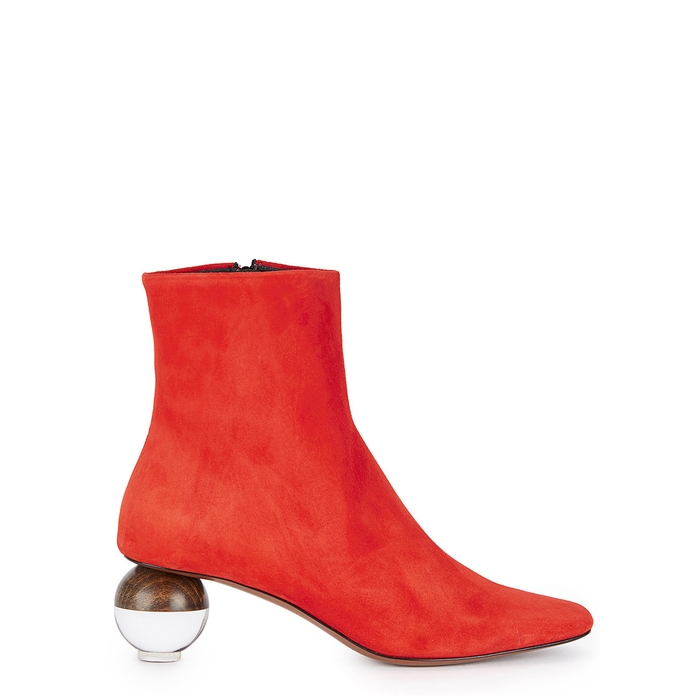 NEOUS ENCYCLIA RED SUEDE ANKLE BOOTS