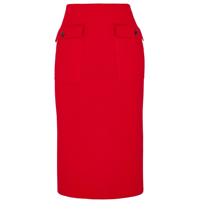 GIVENCHY RED STRETCH-JERSEY PENCIL SKIRT