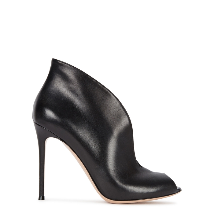 GIANVITO ROSSI VAMP 105 BLACK LEATHER BOOTS