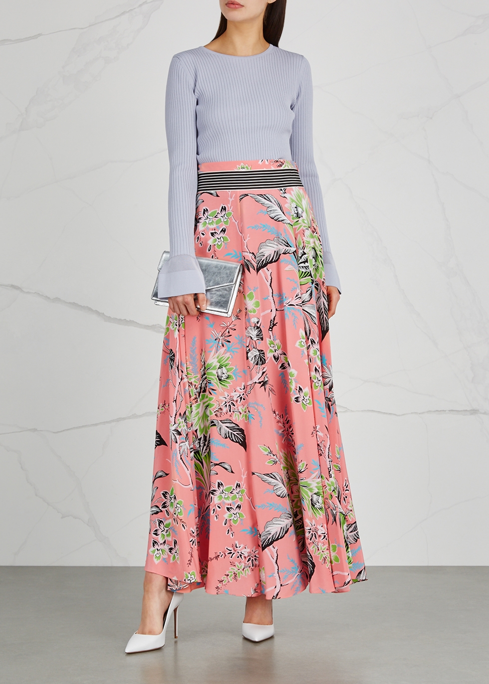 Pink floral-print silk maxi skirt - Diane von Furstenberg