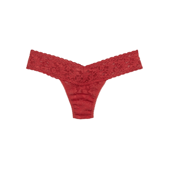HANKY PANKY SIGNATURE DARK RED STRETCH-LACE THONG