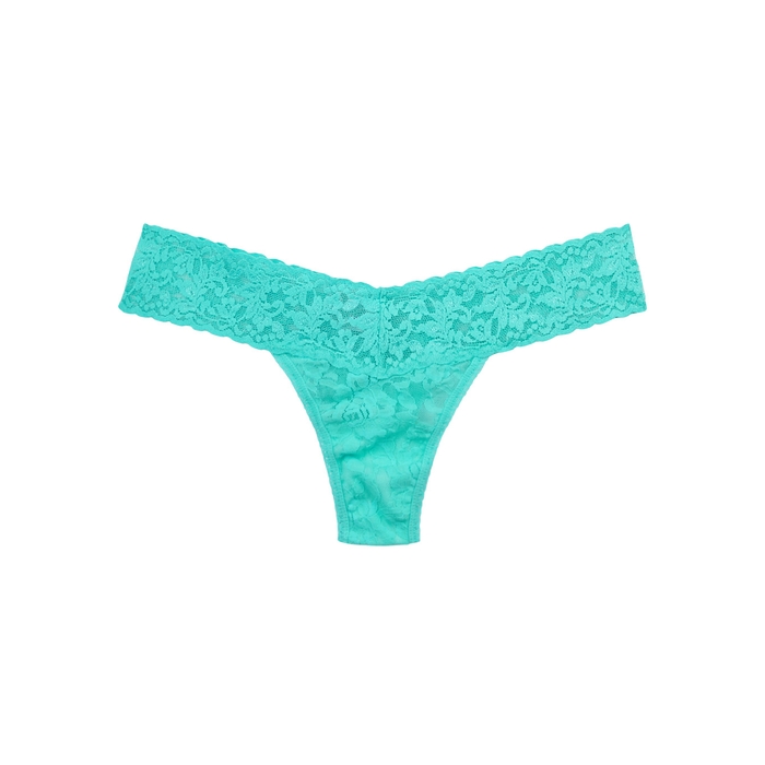 HANKY PANKY SIGNATURE TURQUOISE STRETCH-LACE THONG