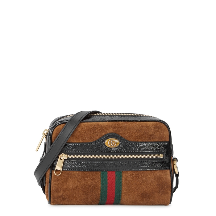 GUCCI OPHIDIA BROWN SUEDE CROSS-BODY BAG