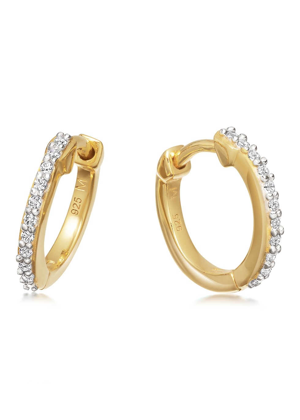 Pavé Huggie 18kt gold vermeil hoop earrings