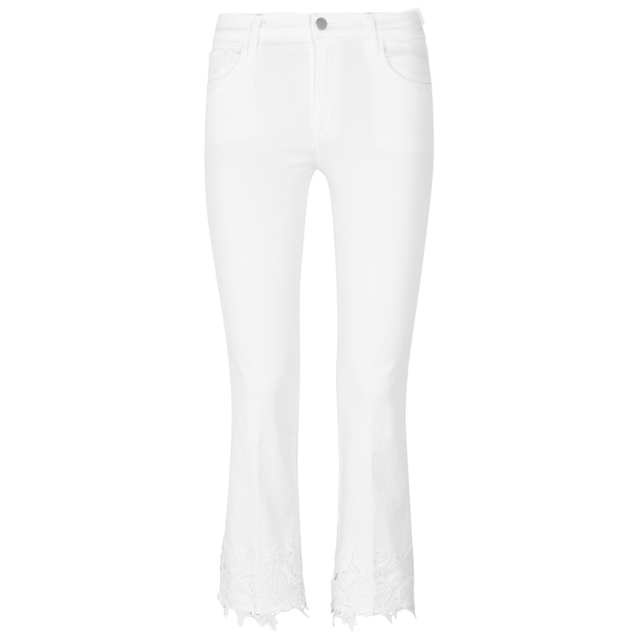 J BRAND SELENA LACE-TRIMMED BOOTCUT JEANS