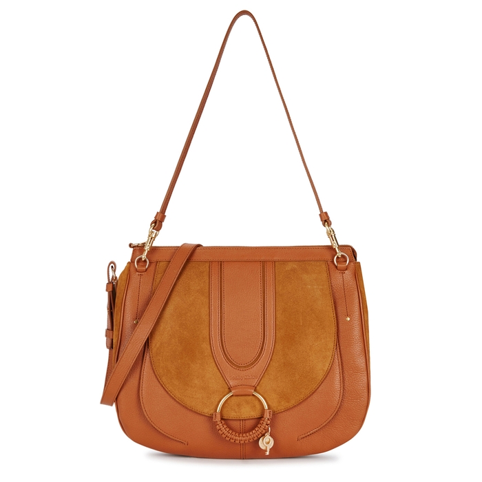 SEE BY CHLOÉ SEE BY CHLOÉ HANA LARGE BROWN LEATHER HOBO BAG