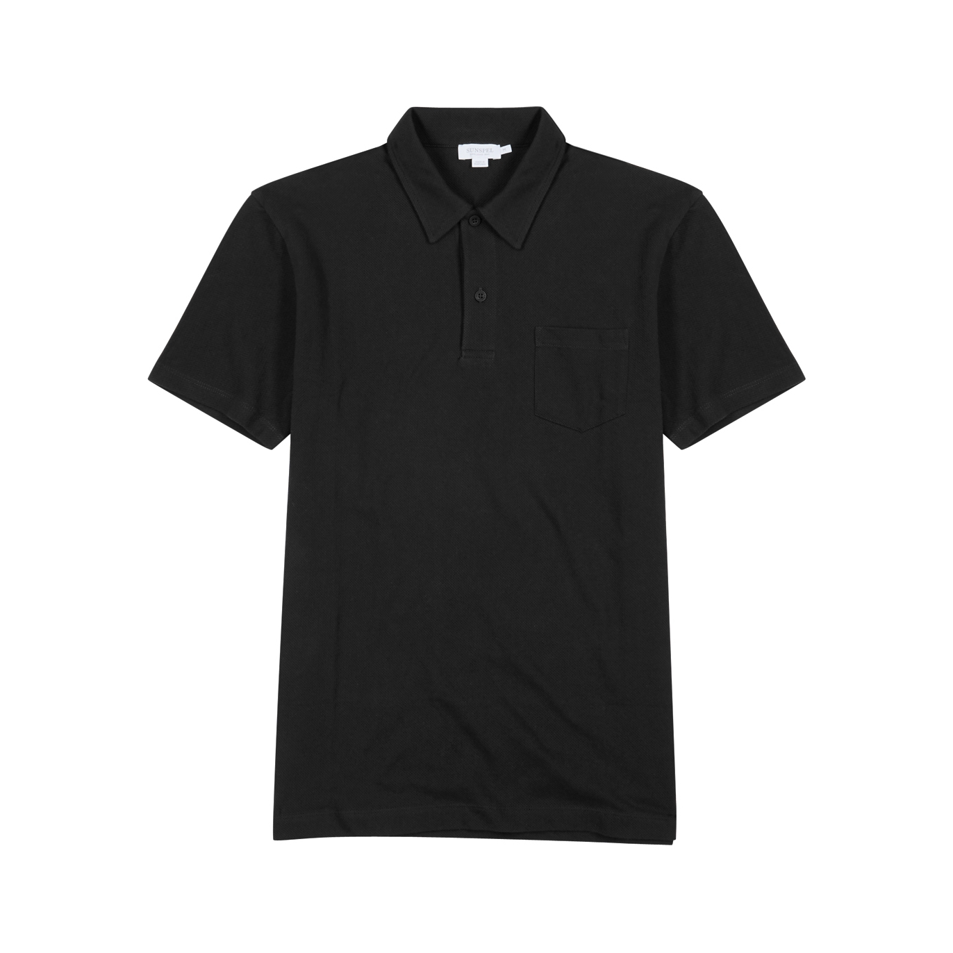 Sunspel Riviera Piqué Cotton Polo Shirt - Black - S