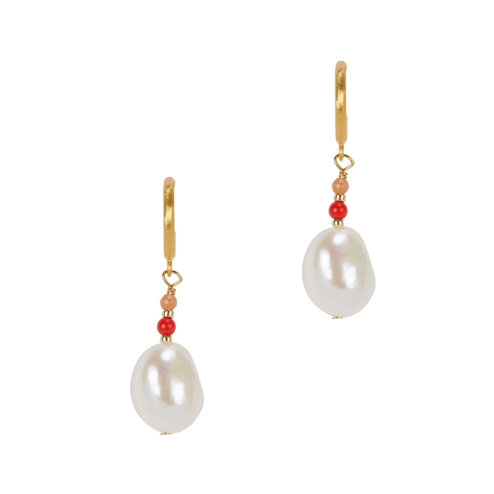 ANNI LU BAROQUE PEARL 18CT GOLD-PLATED DROP EARRINGS