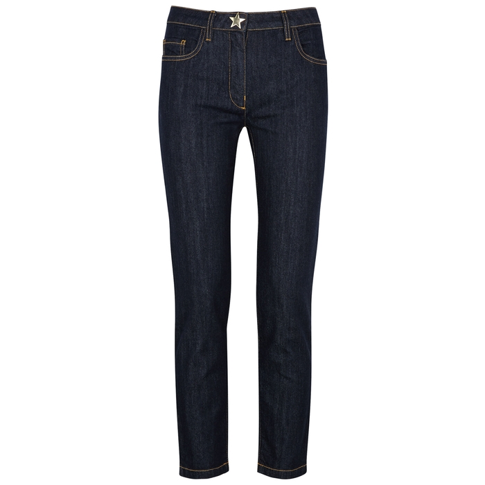BOUTIQUE MOSCHINO NAVY STAR-PRINT STRAIGHT-LEG JEANS