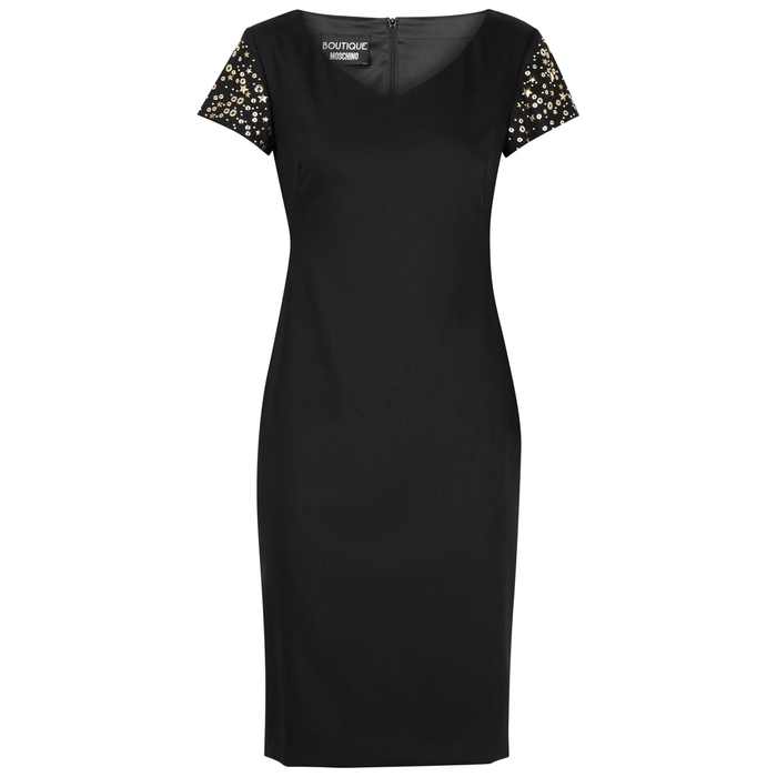 BOUTIQUE MOSCHINO STUD-EMBELLISHED WOOL-BLEND DRESS