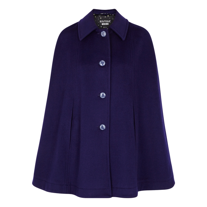 BOUTIQUE MOSCHINO NAVY WOOL-BLEND CAPE
