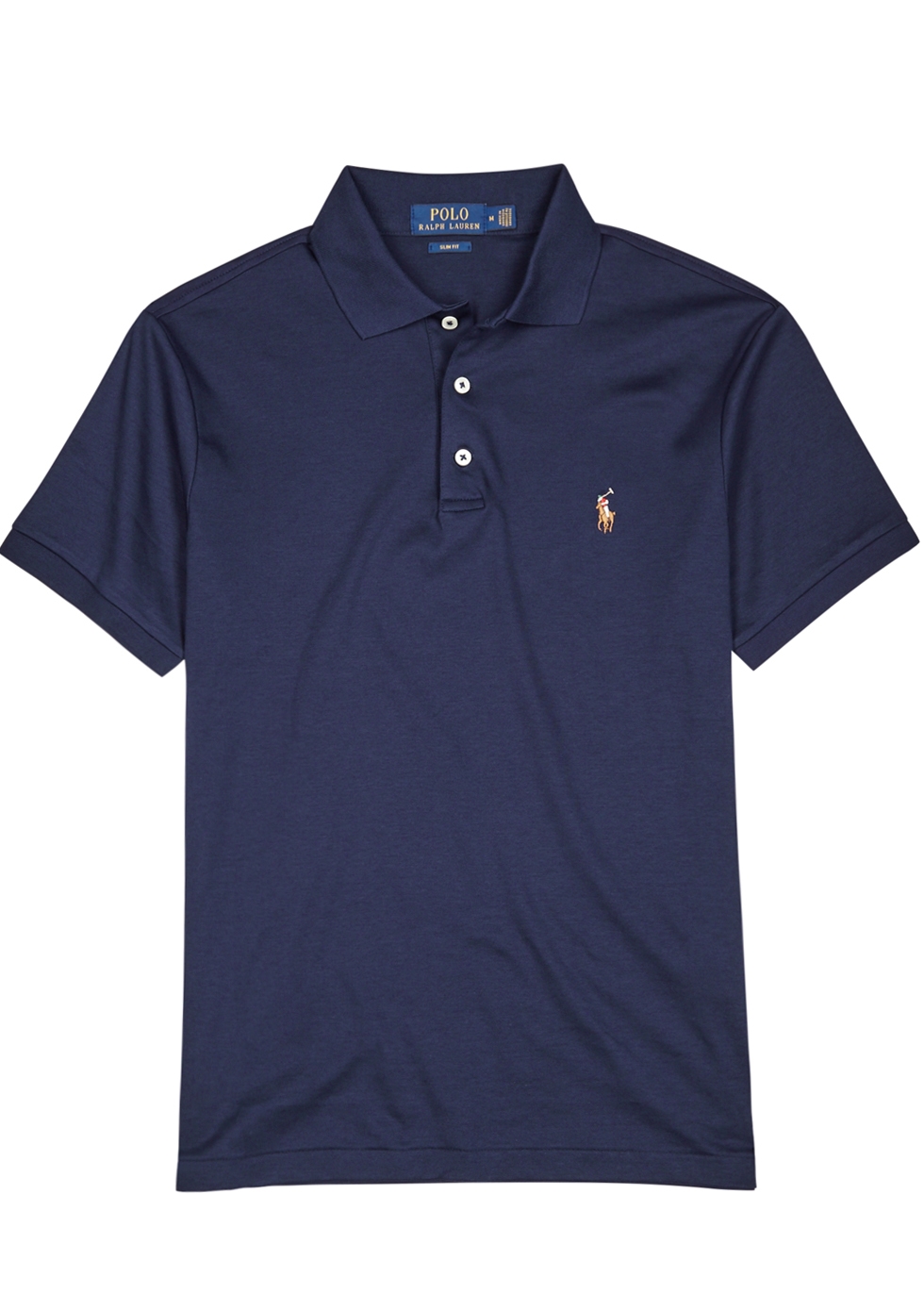 Polo Ralph Lauren Navy slim Pima cotton polo shirt - Harvey Nichols