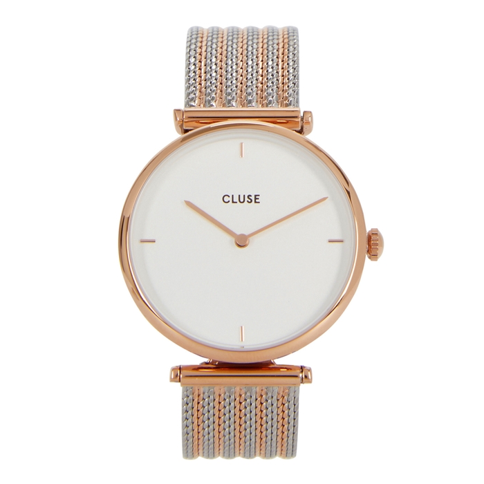 CLUSE TRIOMPHE SILVER AND ROSE GOLD TONE WATCH