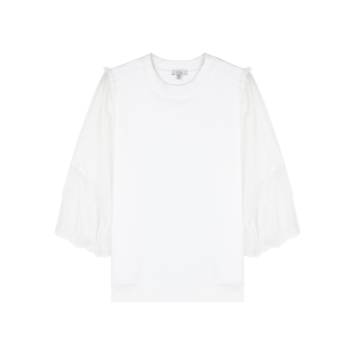 CLU WHITE MESH AND COTTON JERSEY TOP