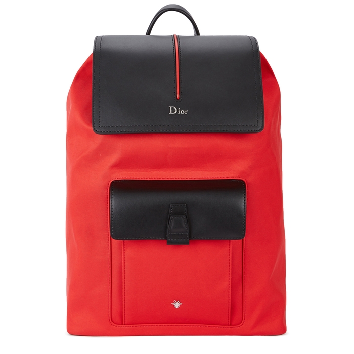 DIOR MOTION LEATHER-TRIMMED CANVAS BACKPACK