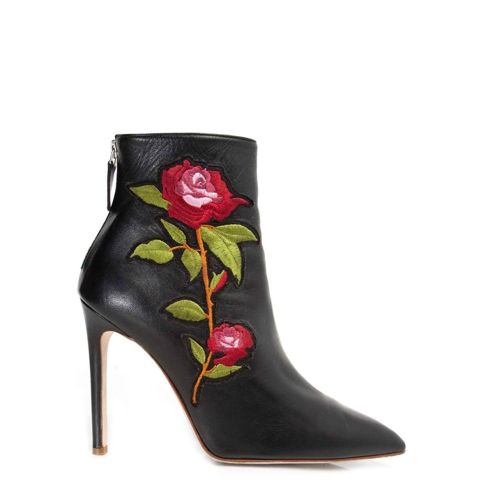 JULIA MAYS India black nappa embroidery ankle boots