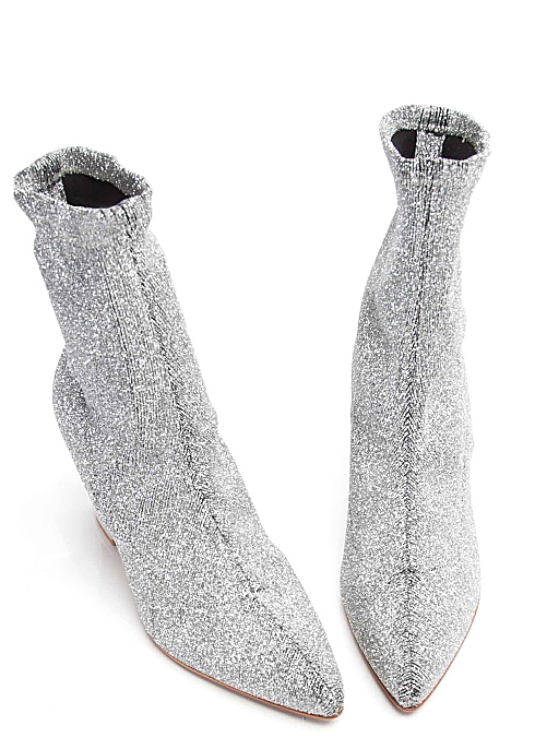 Stella silver stretch knit ankle boots - Julia Mays