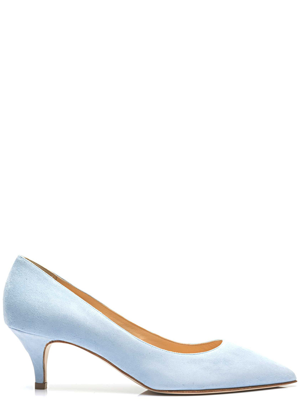 blue suede kitten heels