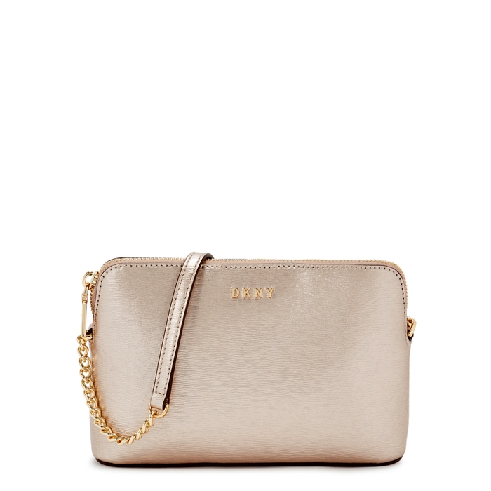 DKNY BRYANT PALE ROSE GOLD LEATHER CROSS-BODY BAG