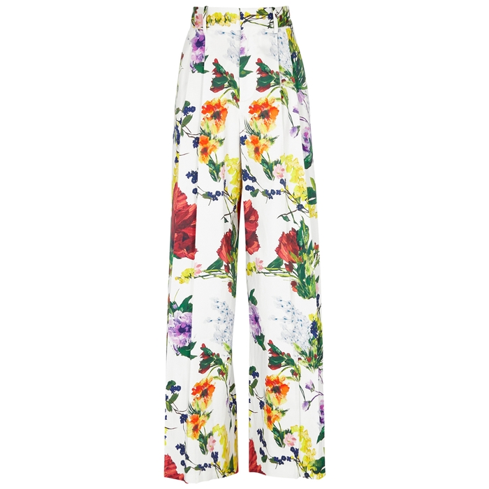 ALICE AND OLIVIA DUSTIN PRINTED STRETCH-COTTON TROUSERS