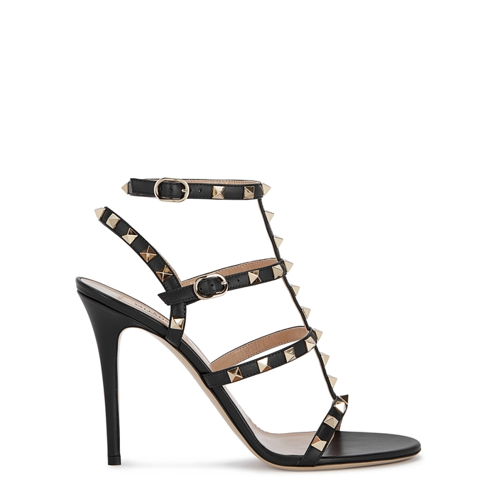 Valentino Rockstud Calfskin Ankle Strap Sandal 100 Mm In Black | ModeSens