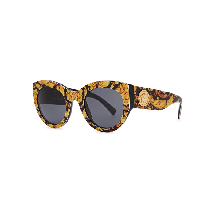 VERSACE Baroque-print round-frame sunglasses