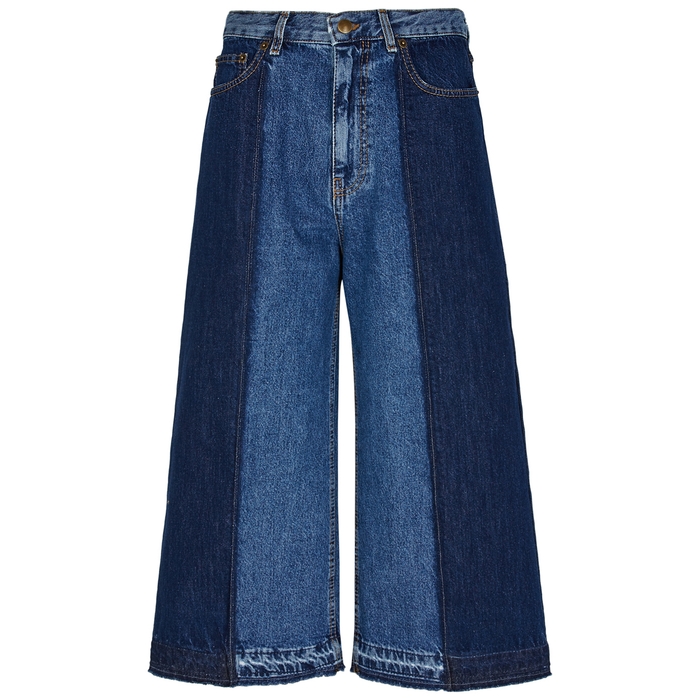 MCQ BY ALEXANDER MCQUEEN BLUE WIDE-LEG CROPPED JEANS