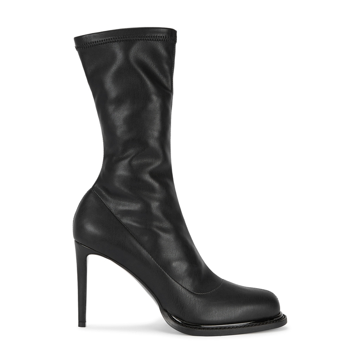 STELLA MCCARTNEY BLACK FAUX LEATHER LEATHER BOOTS