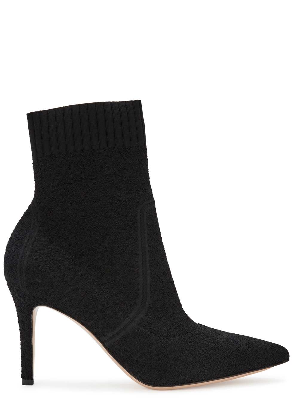 Gianvito Rossi Fiona 90 Black Stretch-knit Ankle Boots | ModeSens