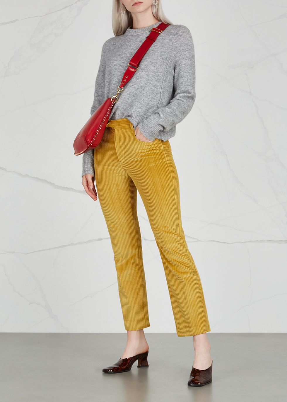 Yellow cropped corduroy trousers - Isabel Marant