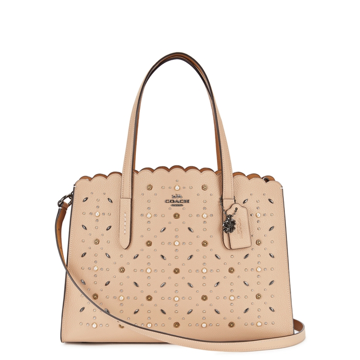 COACH CHARLIE STUDDED LEATHER TOTE