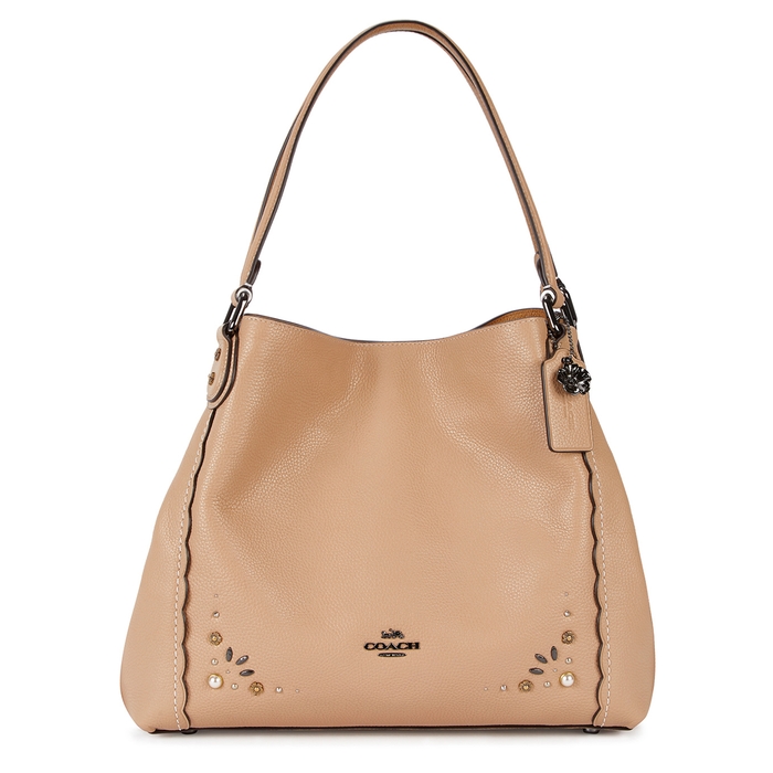 COACH EDIE 31 ALMOND EMBELLISHED LEATHER TOTE