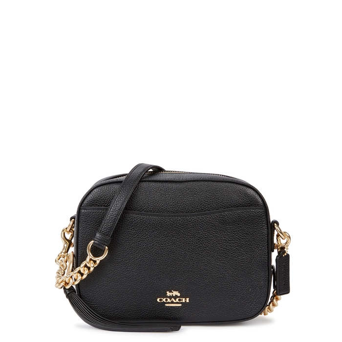 COACH BLACK GRAINED LEATHER CROSS-BODY BAG