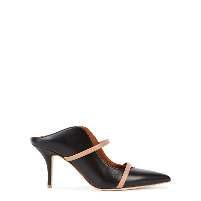 MALONE SOULIERS MAUREEN 70 BLACK LEATHER MULES,3142387