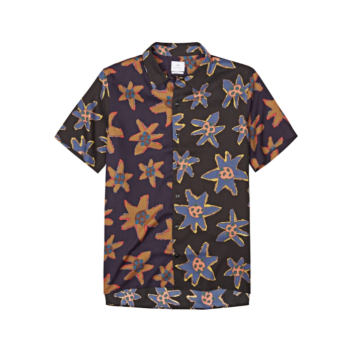 PS BY PAUL SMITH PS BY PAUL SMITH COLOUR-BLOCK FLORAL-PRINT SHIRT